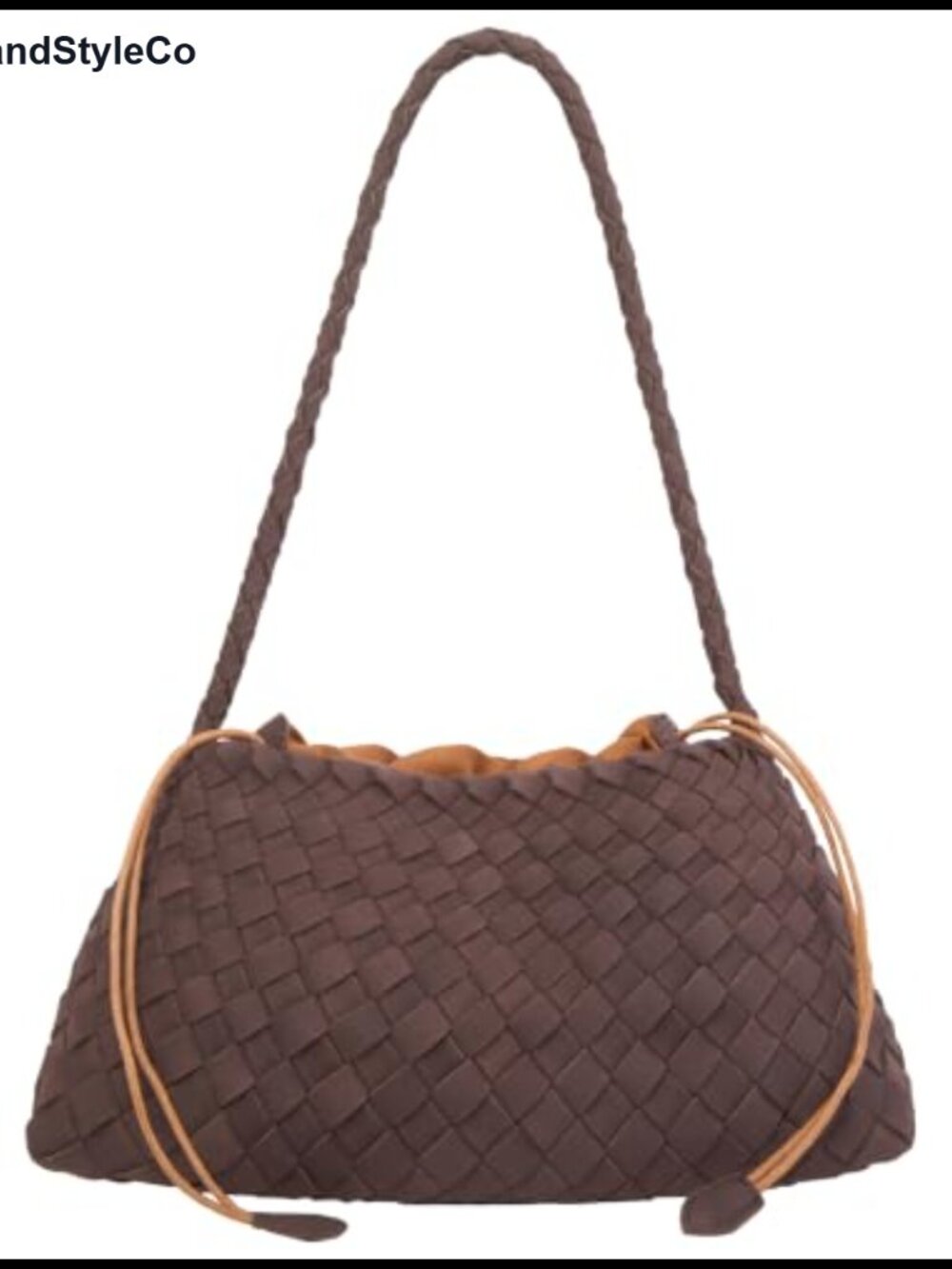 Faux Leather Hobo Shoulder Bag Woven Suede-Feel Purse Tote